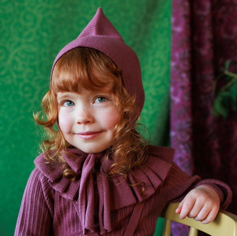 Baby & Kids Merino Wool Tegan Bonnet - Damson