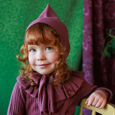 Baby & Kids Merino Wool Tegan Bonnet - Damson