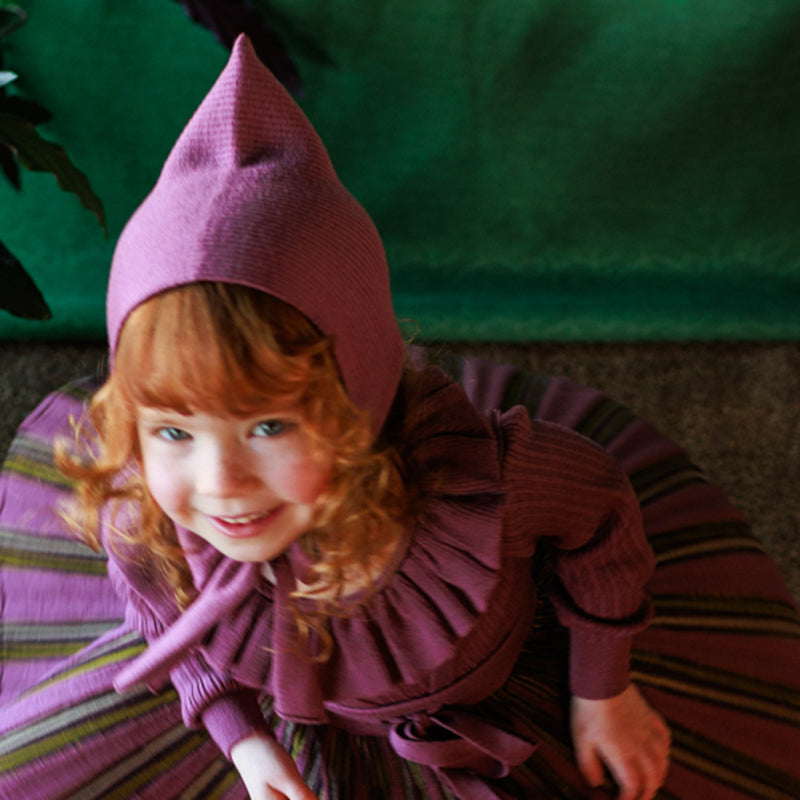 Baby & Kids Merino Wool Tegan Bonnet - Damson