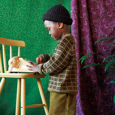 Kids Merino Wool Brae Pullover - Golden Olive