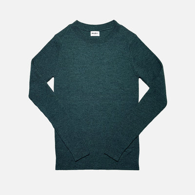 Women's Merino Wool Seilio Skinny Rib LS Top - Pine Melange