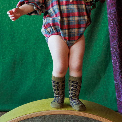 Kids Merino Wool Brae Socks - Golden Olive