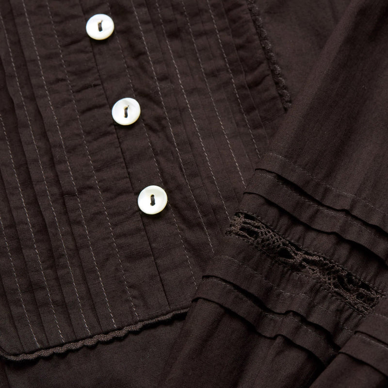 Women's Cotton Leaf Shirt Dress - Dark Brown