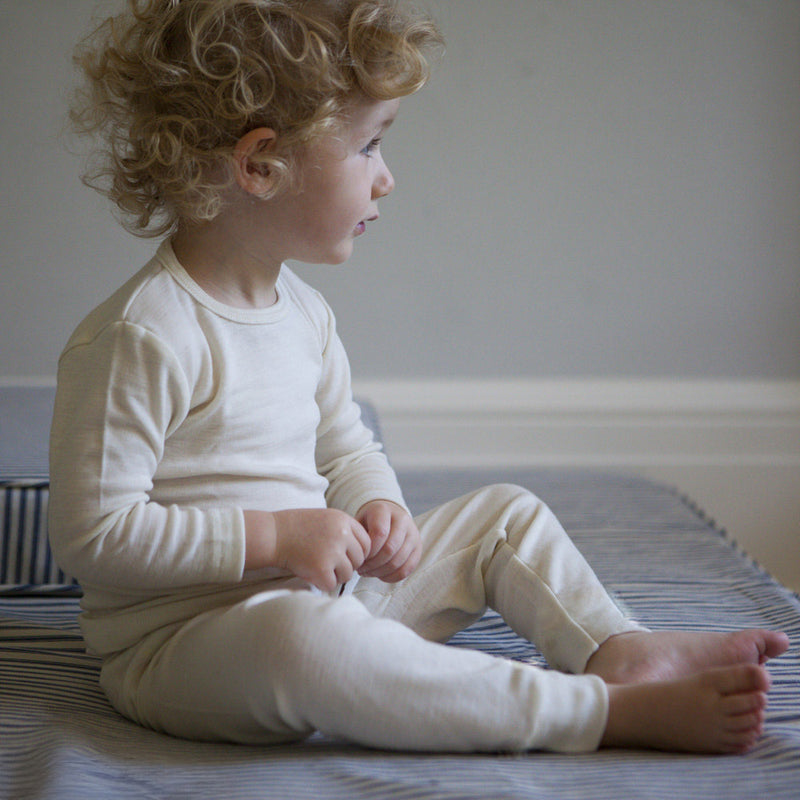 Wool Pyjamas Baby/Kids’ Merino Wool Silk pyjama set in white - sizes 1-12yrs – MamaOwl