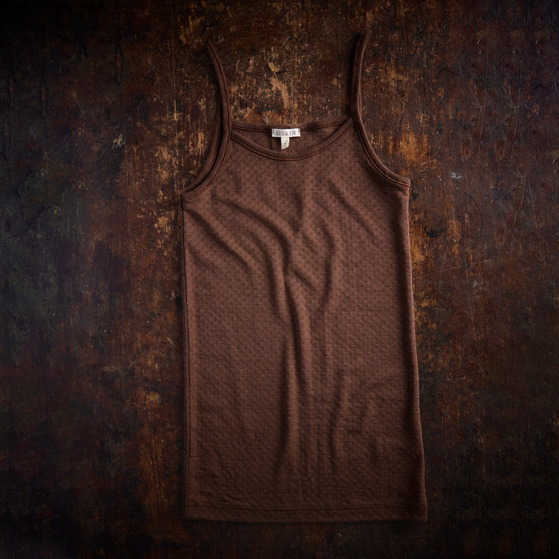 Cygnus Women's Top - Wool/Silk Pointelle - Pecan