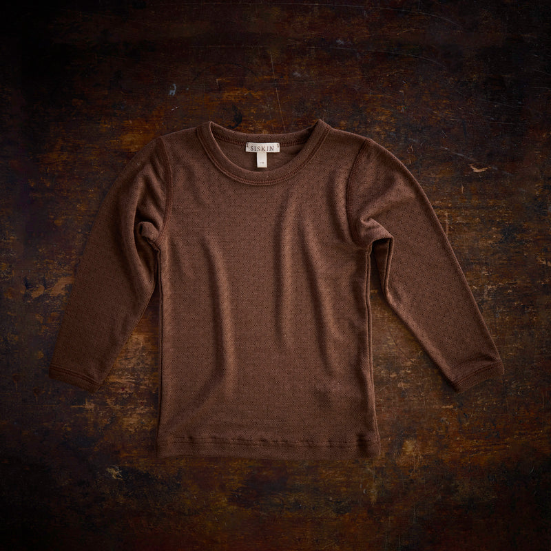 Lark Top - Wool/Silk Pointelle - Pecan