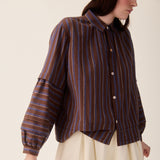 Women's Cotton/Linen Lotta Shirt - Chocolate Stripe