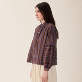 Women's Cotton/Linen Lotta Shirt - Chocolate Stripe