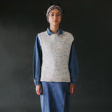 Womens Alpaca/Cotton Blewog Vest - Moss Speckle