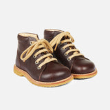 Toddler Lace Up Leather Boots - Dark Brown