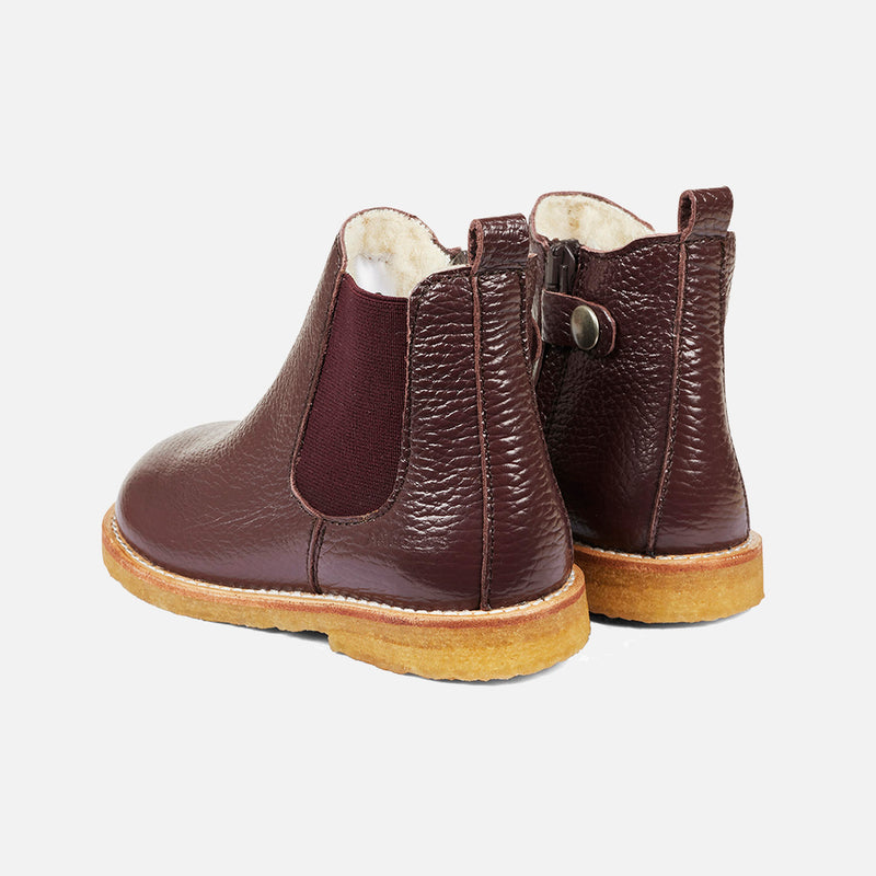 Kids Leather Chelsea Boots w/ Zip - Dark Brown