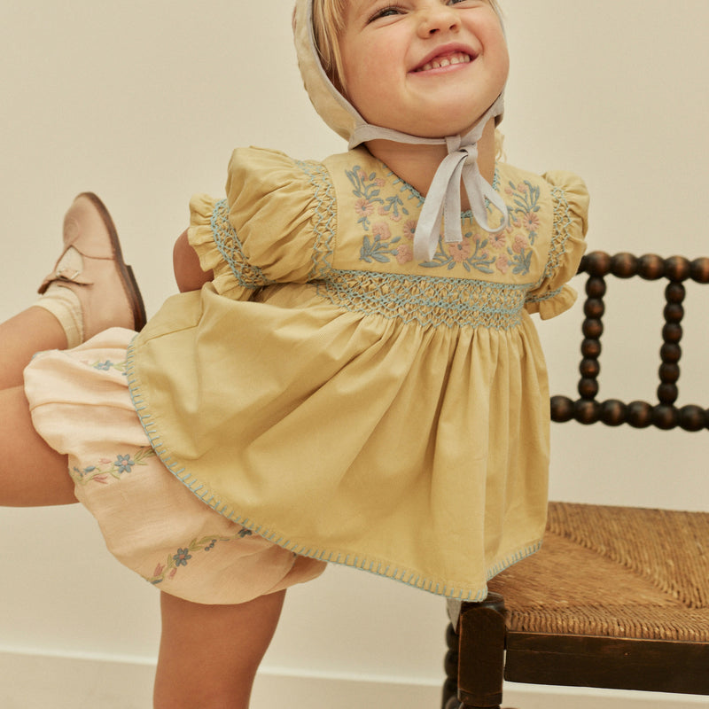 Baby Linen Lula Embroidered Bloomers - Blush