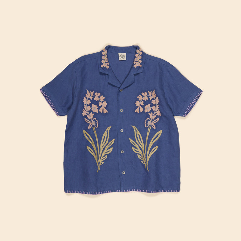Kids Linen Donny Embroidered Shirt - Azul