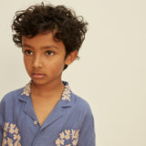 Kids Linen Donny Embroidered Shirt - Azul