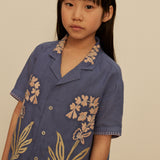 Kids Linen Donny Embroidered Shirt - Azul