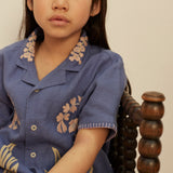 Kids Linen Donny Embroidered Shirt - Azul