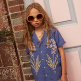 Kids Linen Donny Embroidered Shirt - Azul