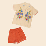 Cotton Donny Short Set - Milk/Poppy