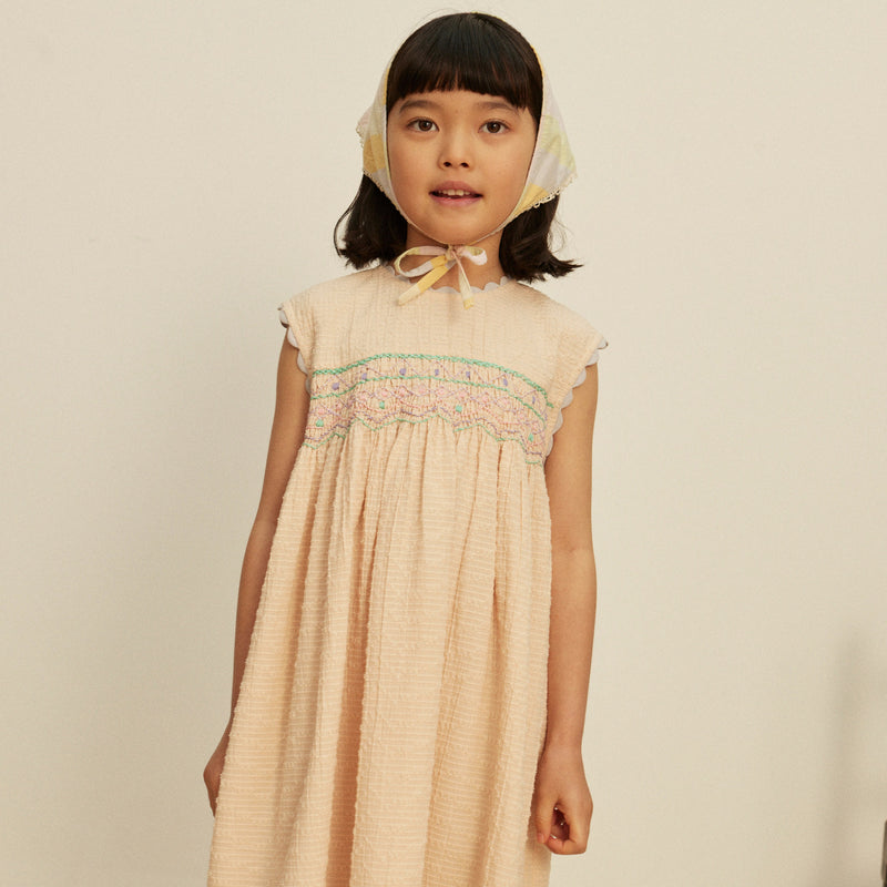 Kids Cotton Gigi Midi Dress  - Blush