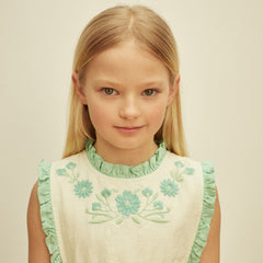 Kids Linen Ida Dress - Mint Cream/Seaglass – MamaOwl