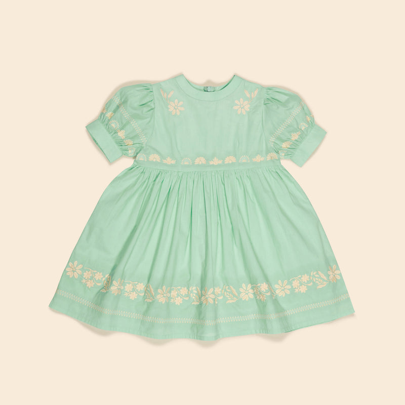 Kids Cotton Mya Dress - Seaglass