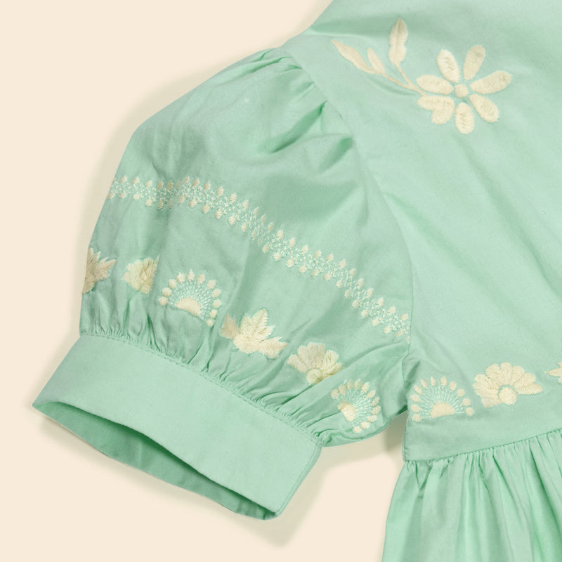 Kids Cotton Mya Dress - Seaglass