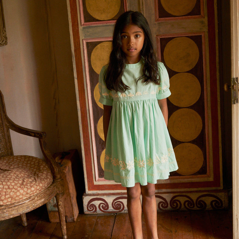Kids Cotton Mya Dress - Seaglass