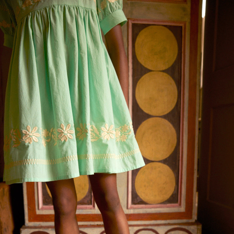Kids Cotton Mya Dress - Seaglass