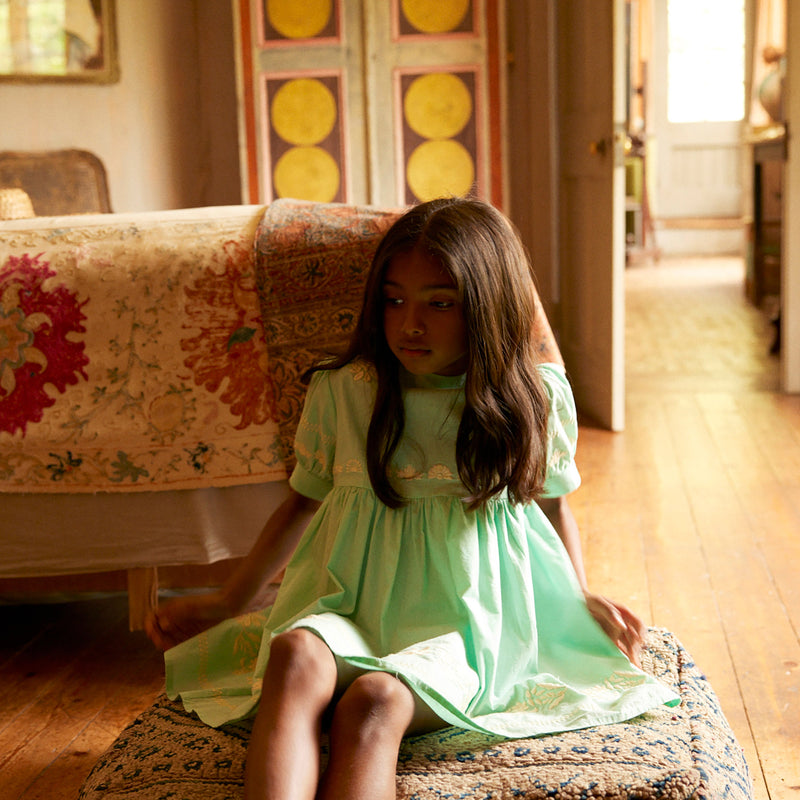 Kids Cotton Mya Dress - Seaglass