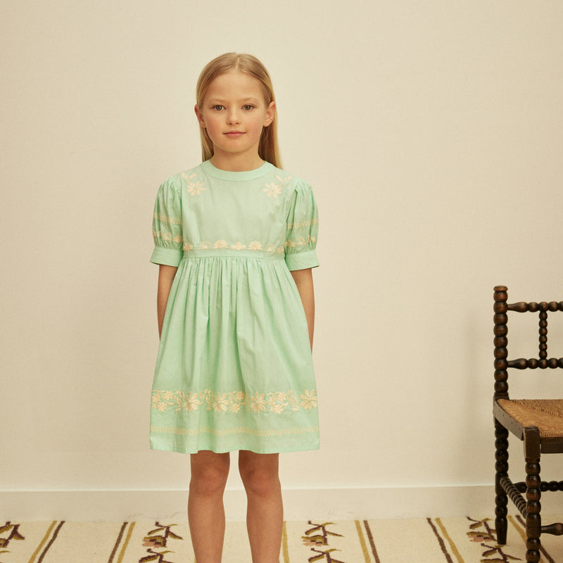 Kids Cotton Mya Dress - Seaglass