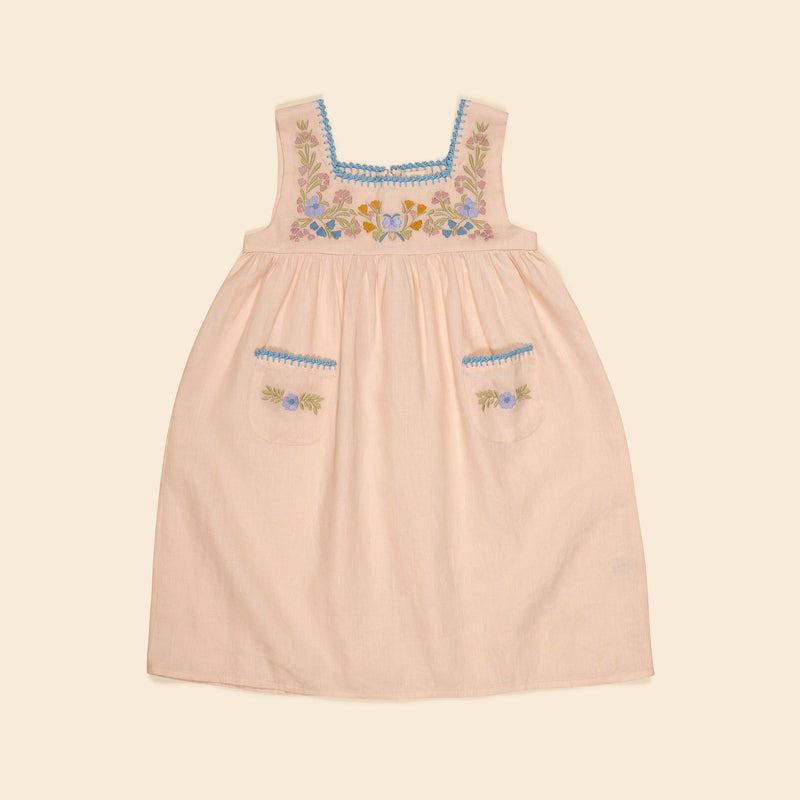 Kids Linen Tabitha Dress - Blush