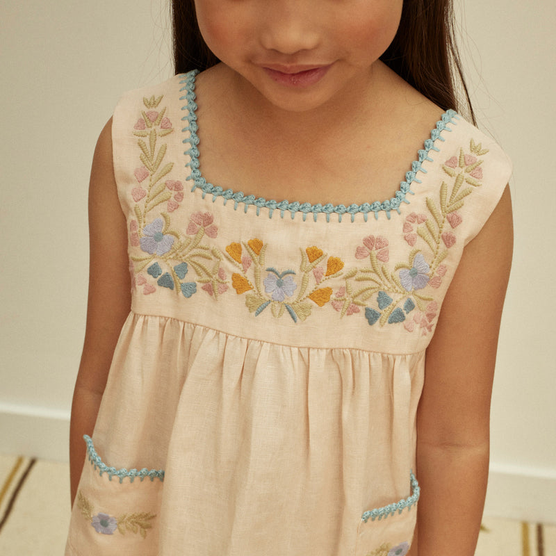 Kids Linen Tabitha Dress - Blush