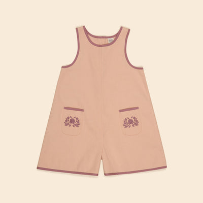 Kids Cotton Vada Apron Playsuit - Satin Pink