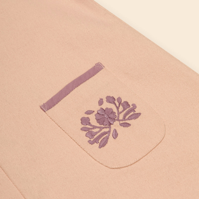 Kids Cotton Denim Vada Apron Playsuit - Satin Pink