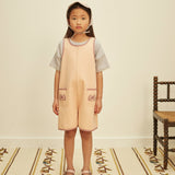 Kids Cotton Denim Vada Apron Playsuit - Satin Pink
