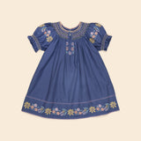 Kids Cotton Verna Smock Dress - Azul