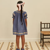 Kids Cotton Verna Smock Dress - Azul