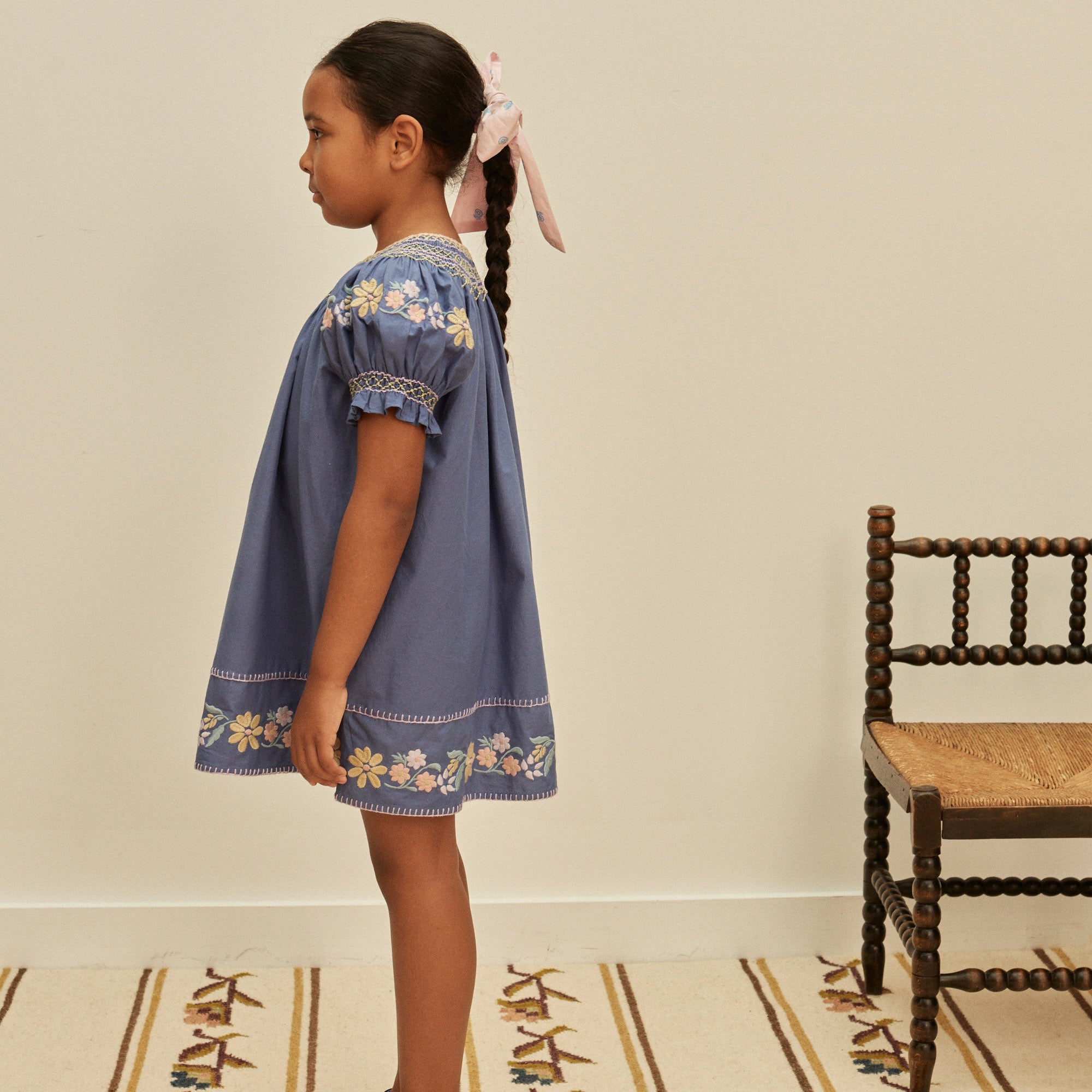 Kids Cotton Verna Smock Dress - Azul – MamaOwl