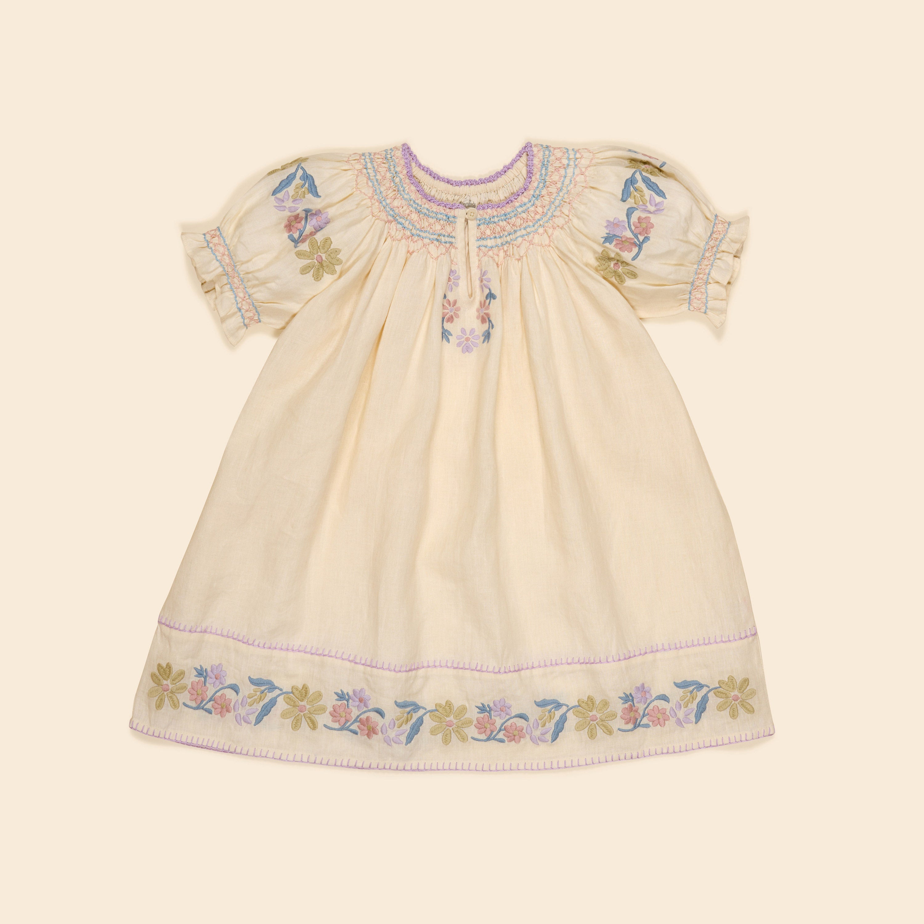 ワンピース APOLINA Kids Linen Verna Smock Dress 5-7 Kids Linen Verna Smock Dress - Cream – MamaOwl