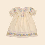 Kids Linen Verna Smock Dress - Cream
