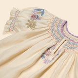 Kids Linen Verna Smock Dress - Cream