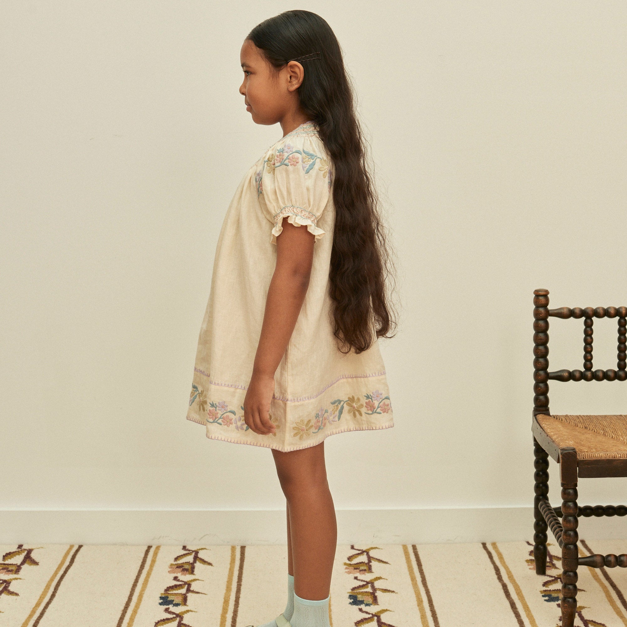 Kids Linen Verna Smock Dress - Cream – MamaOwl