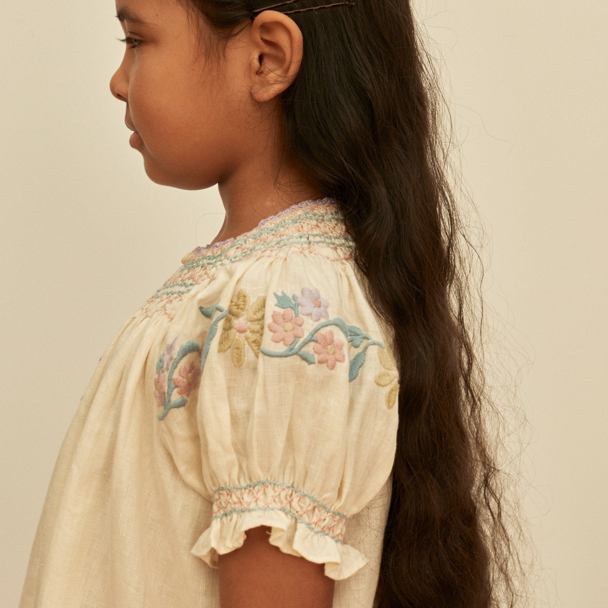 Kids Linen Verna Smock Dress - Cream – MamaOwl