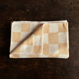 Merino Wool Chequerboard Blanket - Camel