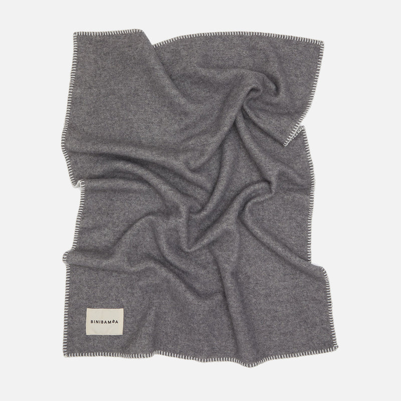 Merino Wool Two Tone Blanket - Charcoal/Grey