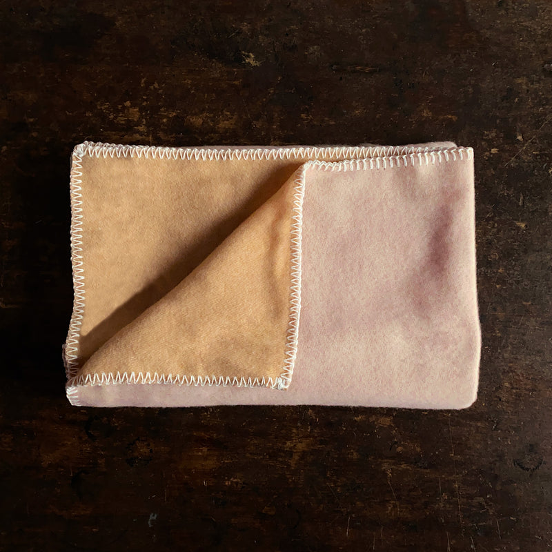 Merino Wool Two Tone Blanket - Rose/Camel