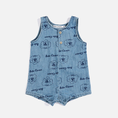 Baby Cotton Denim Playsuit - Pickles the Dog