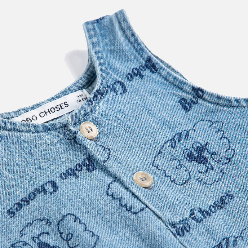 Baby Cotton Denim Playsuit - Pickles the Dog
