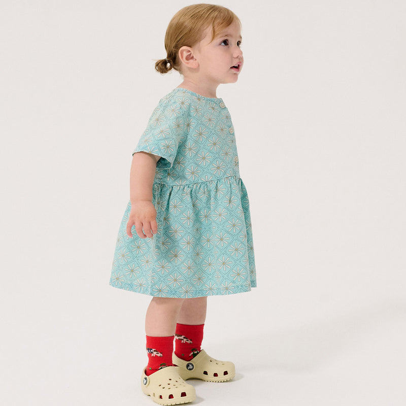 Baby Cotton Dress - Daisy Mosaic