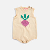 Baby Cotton Knit Romper - Pixel Sugar Beet